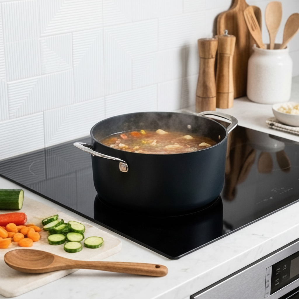 Alva Cookware Ceramic Nonstick Stock Pot with Lid, 4.5-Qt