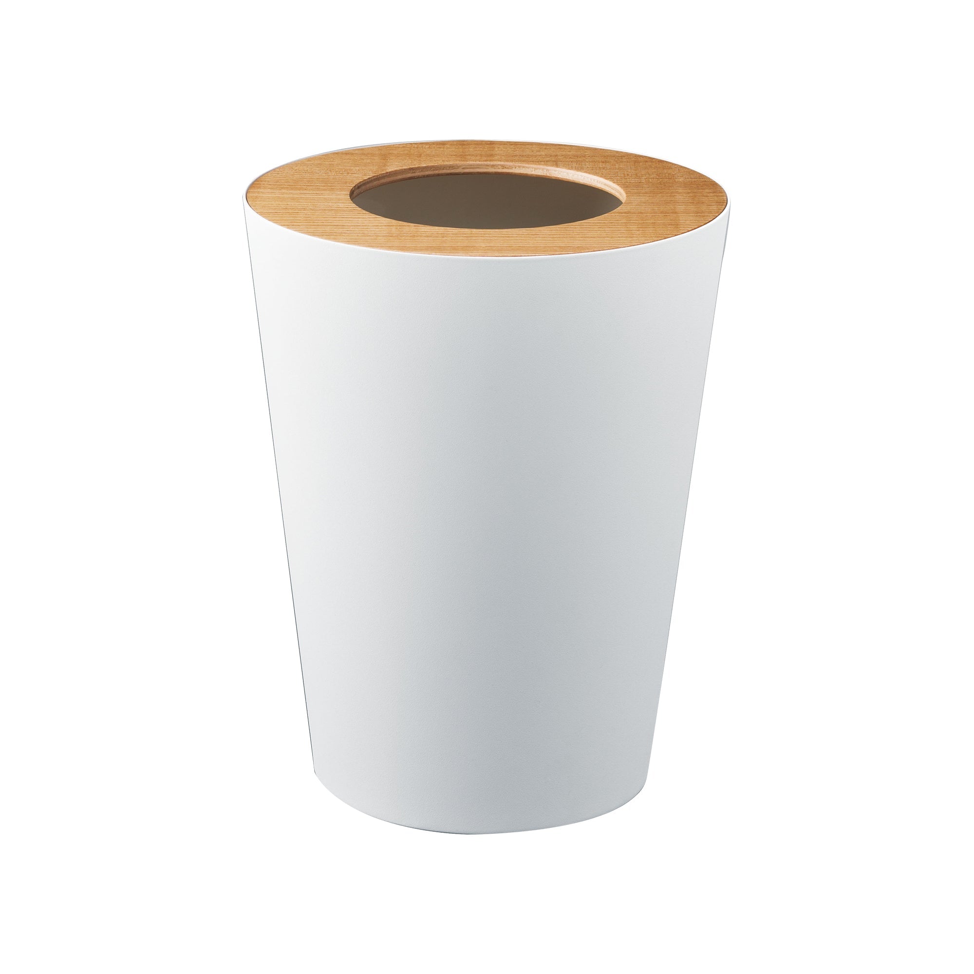 Yamazaki Home Trash Can - Round - Steel + Wood