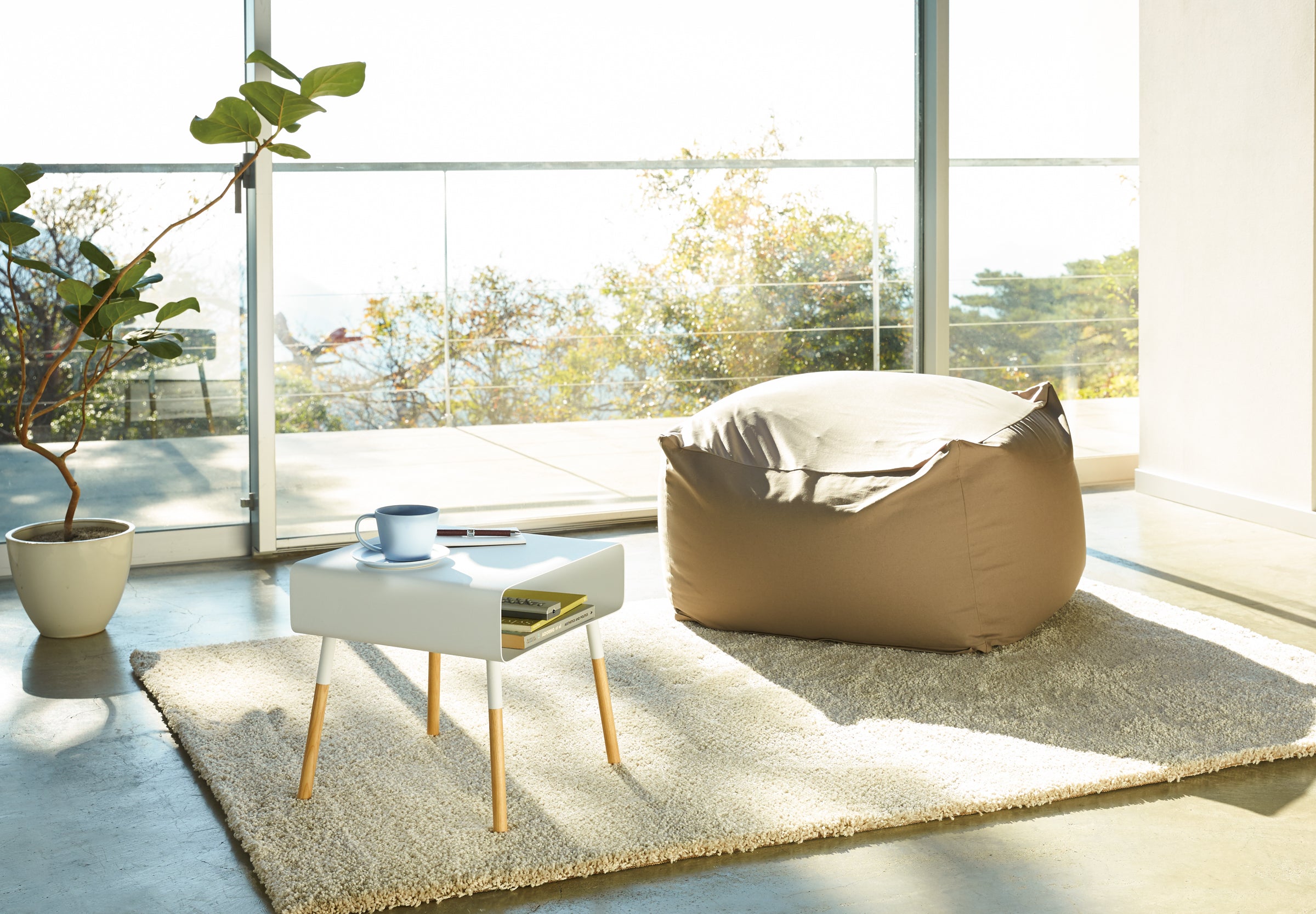 Yamazaki Home Storage Table - Short (14" H)  - Steel + Wood