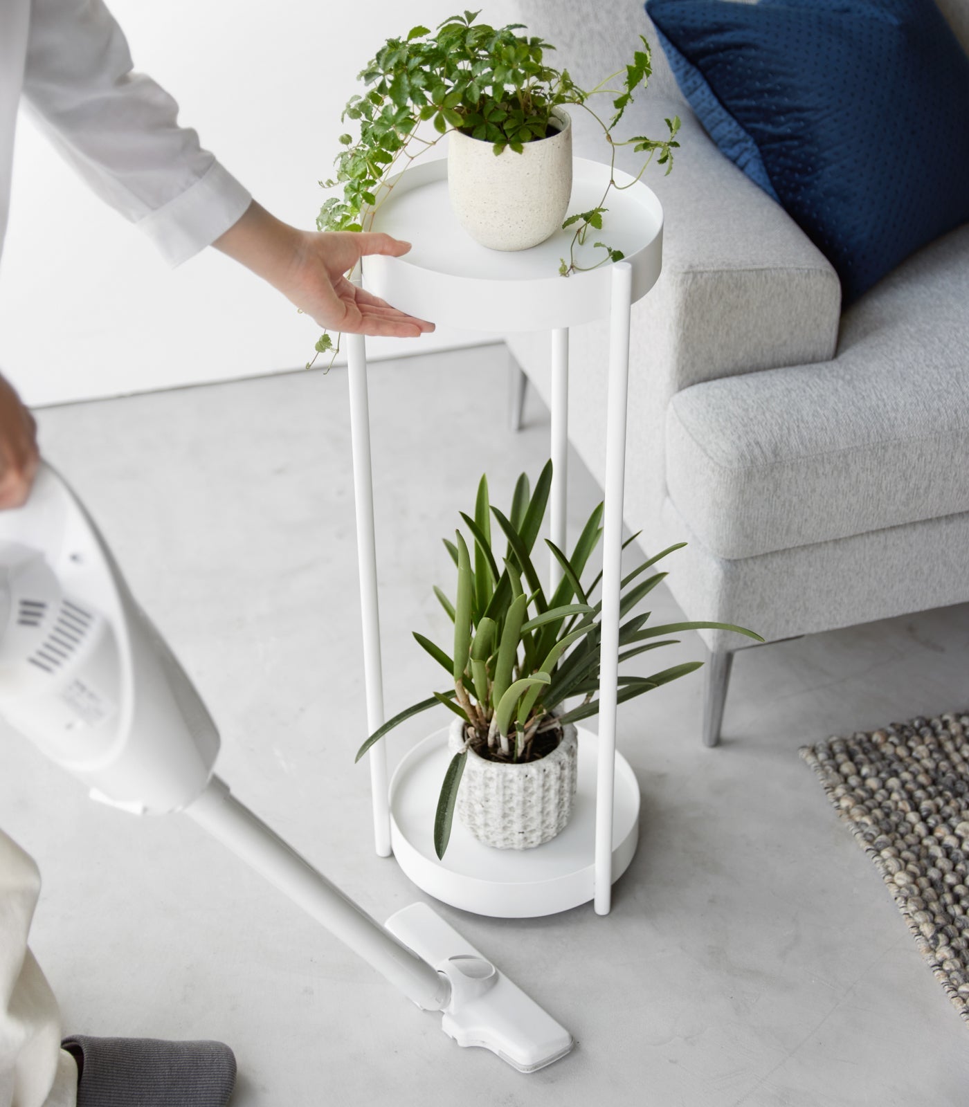 Yamazaki Home Two-Tier Rolling Plant Stand (28" H)  - Steel