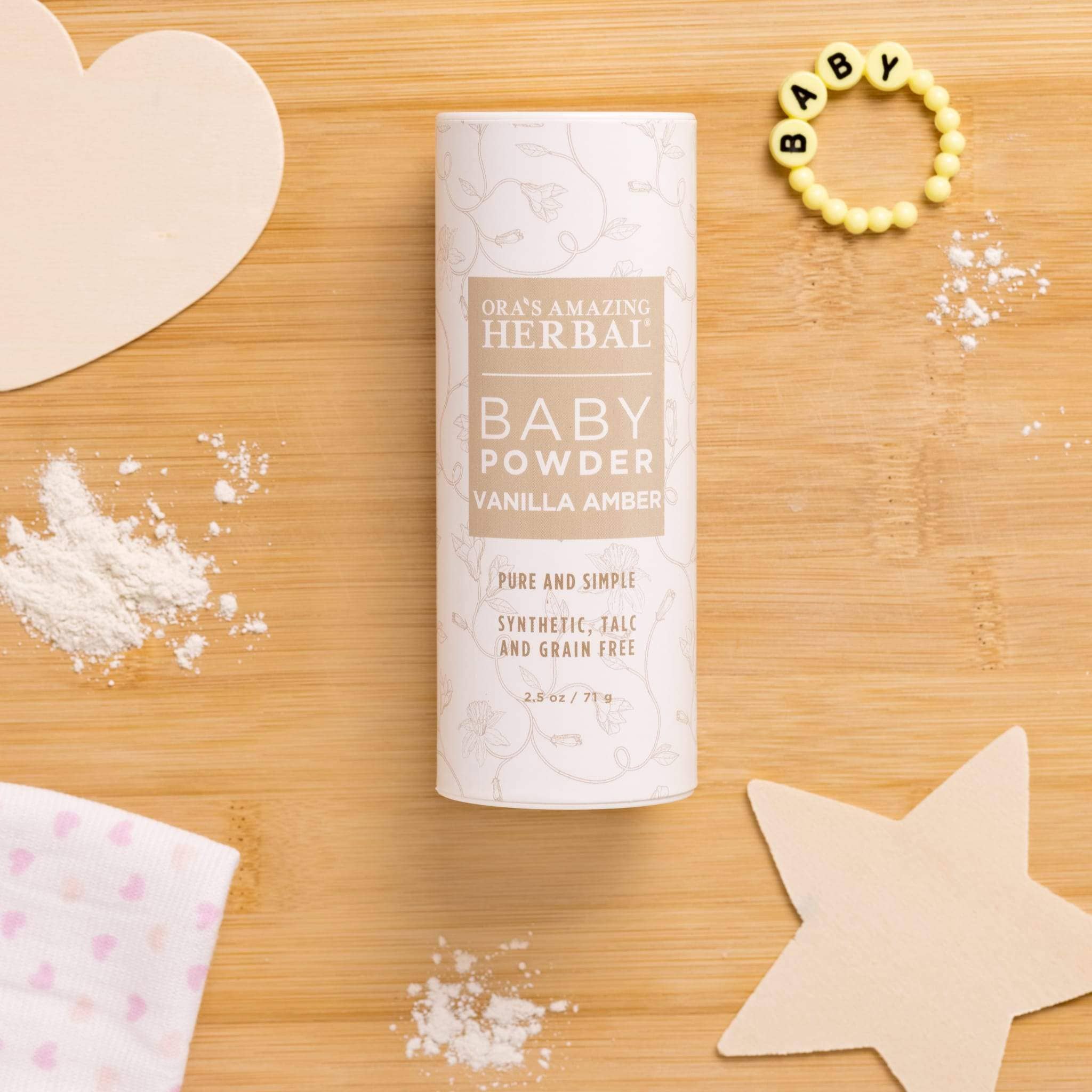 Ora's Amazing Herbal Talc Free Baby Powder, Real Vanilla Amber
