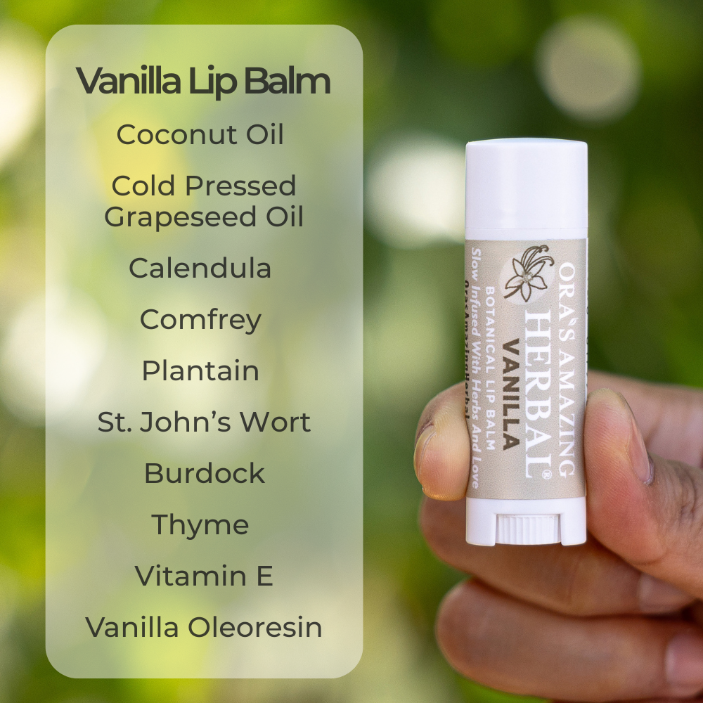 Ora's Amazing Herbal Natural Lip Balm 3 Pack, Vanilla, Earl Grey, Mintyliptus