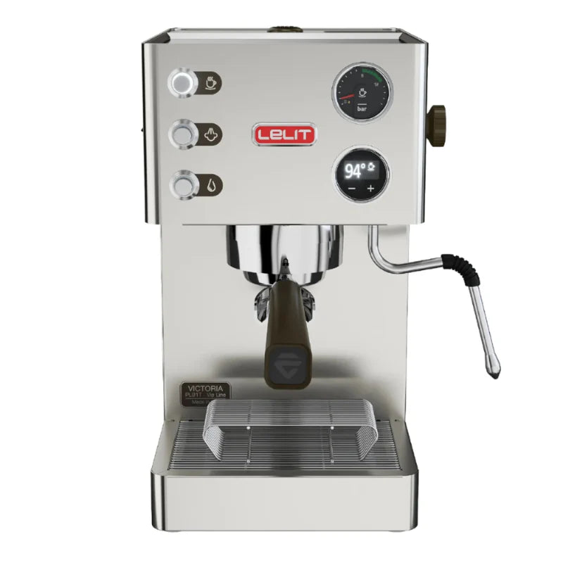 Espresso machine with Lelit branding on a white background