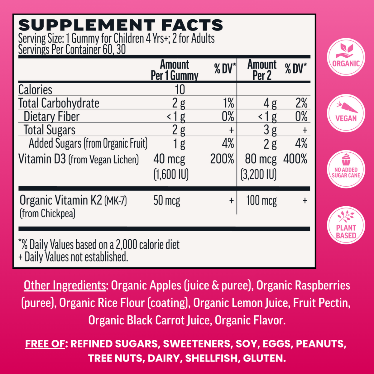 Llama Naturals Organic Vitamin D3 - Raspberry Gummies