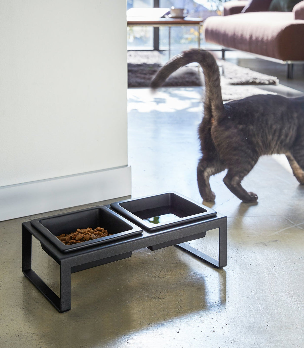 Yamazaki Home Tall Pet Food Bowl - Steel + Ceramic