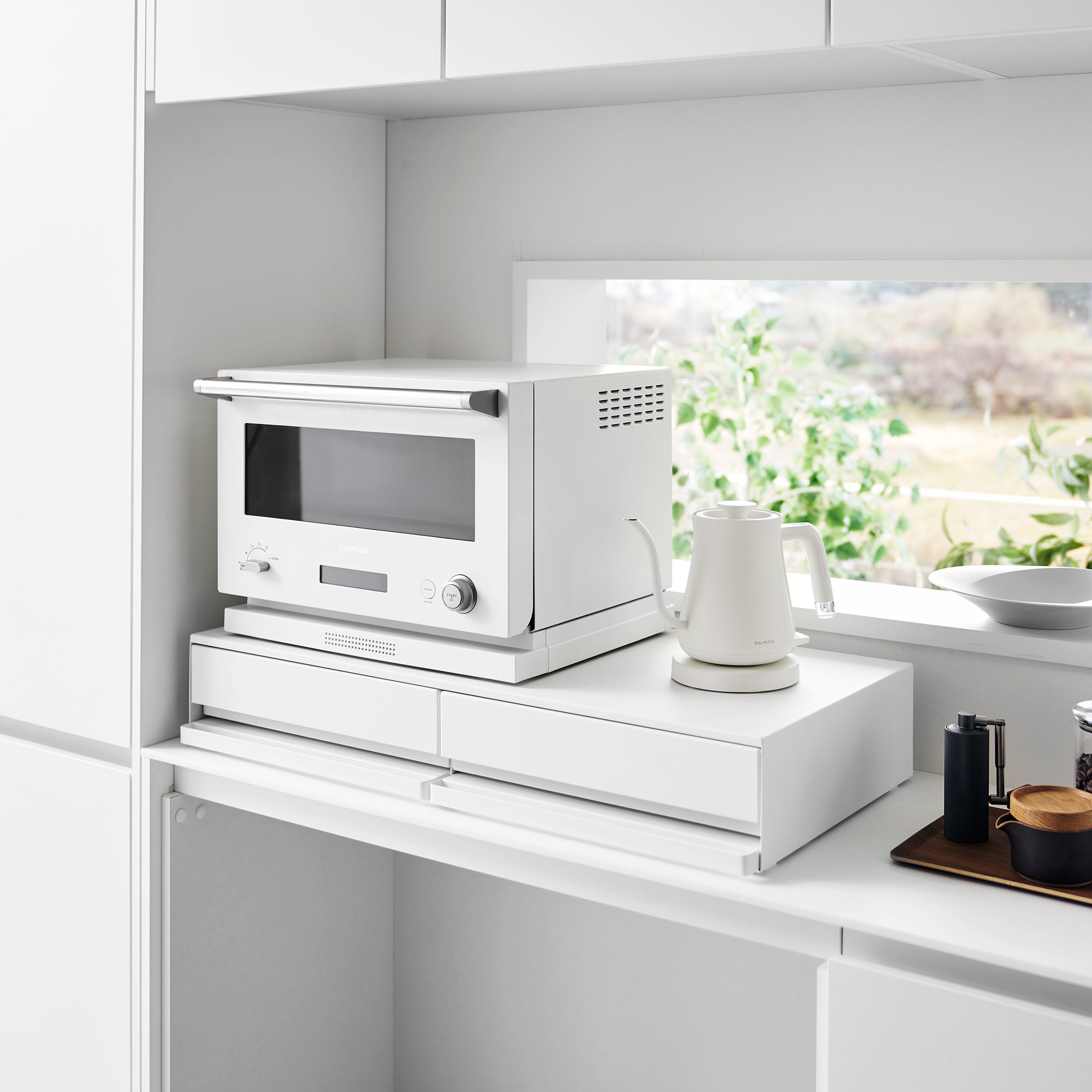 Yamazaki Home Countertop Drawer with Pull-Out Shelf - Wide - Steel