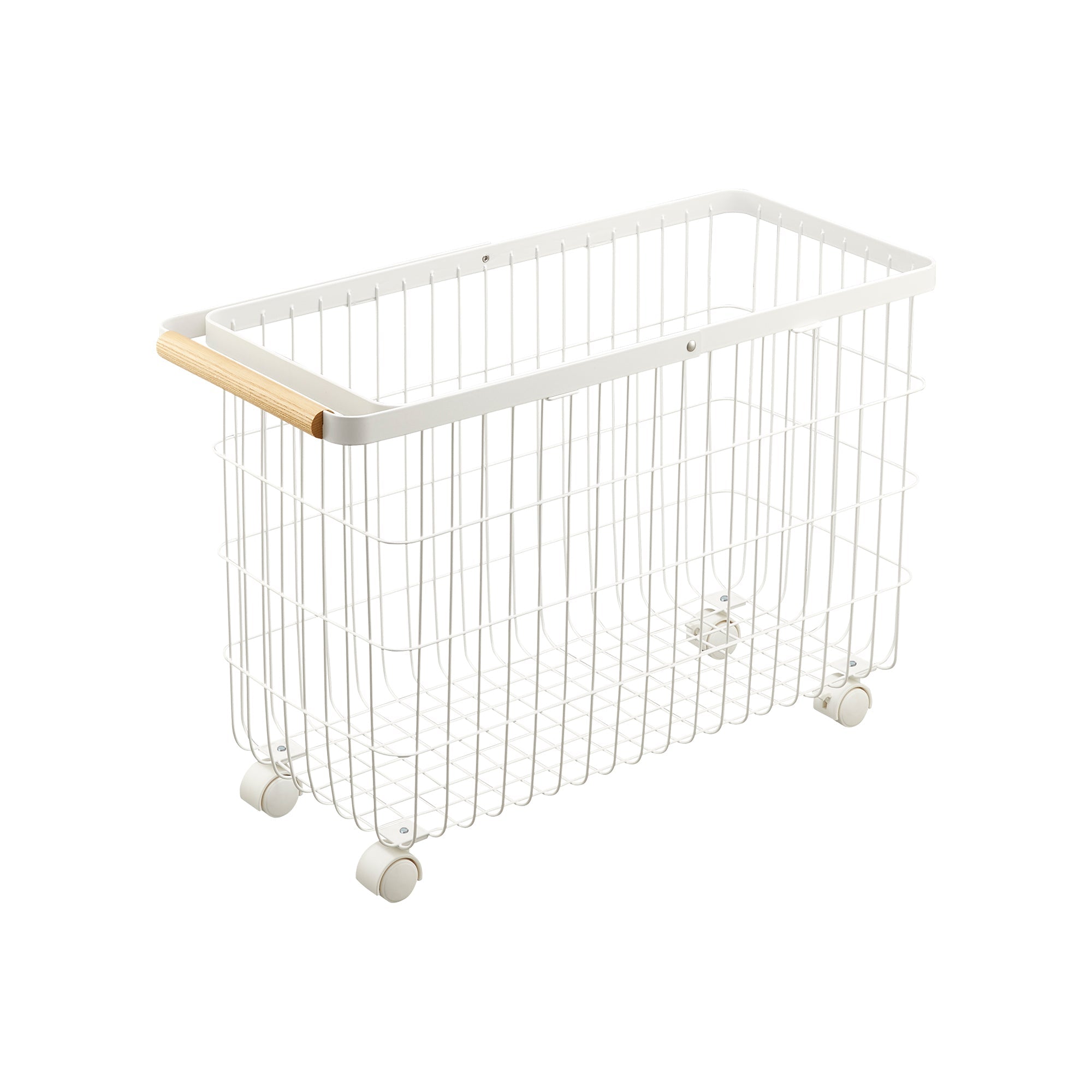 Yamazaki Home Rolling Wire Basket (15" H)  - Steel + Wood