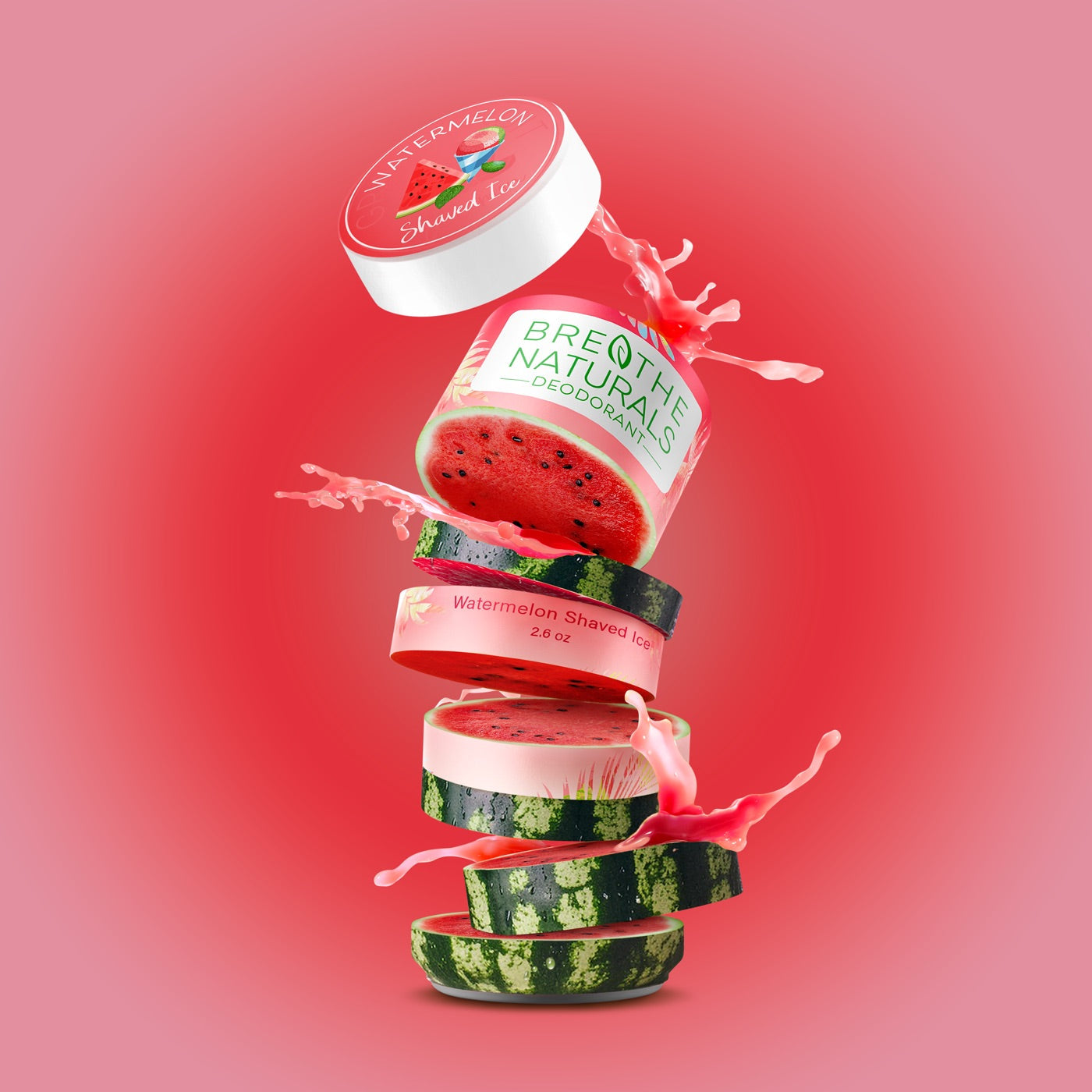 Breathe Naturals Deodorant Watermelon Shaved Ice - 2 Pack