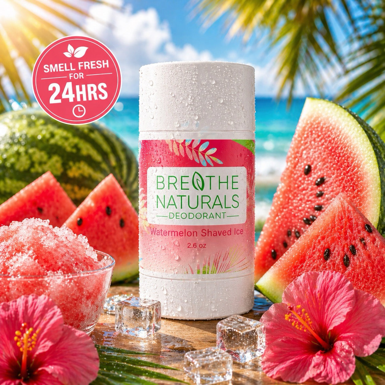 Breathe Naturals Deodorant Watermelon Shaved Ice - 2 Pack