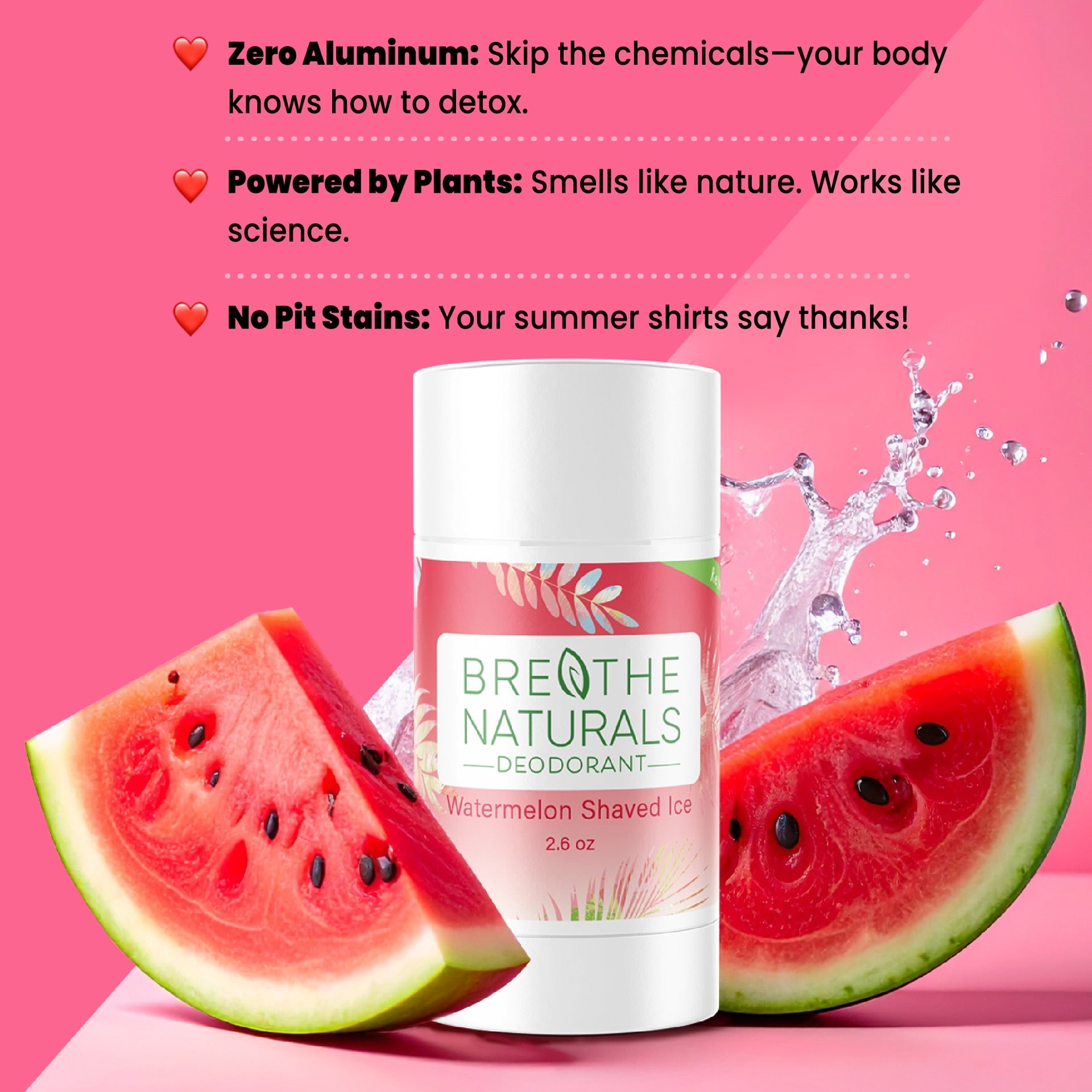 Breathe Naturals Deodorant Watermelon Shaved Ice - 2 Pack