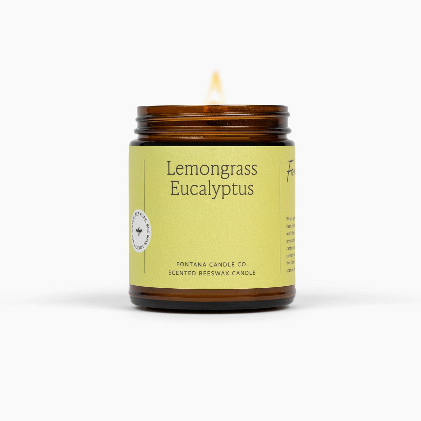 Lemongrass Eucalyptus candle with a green label on a white background