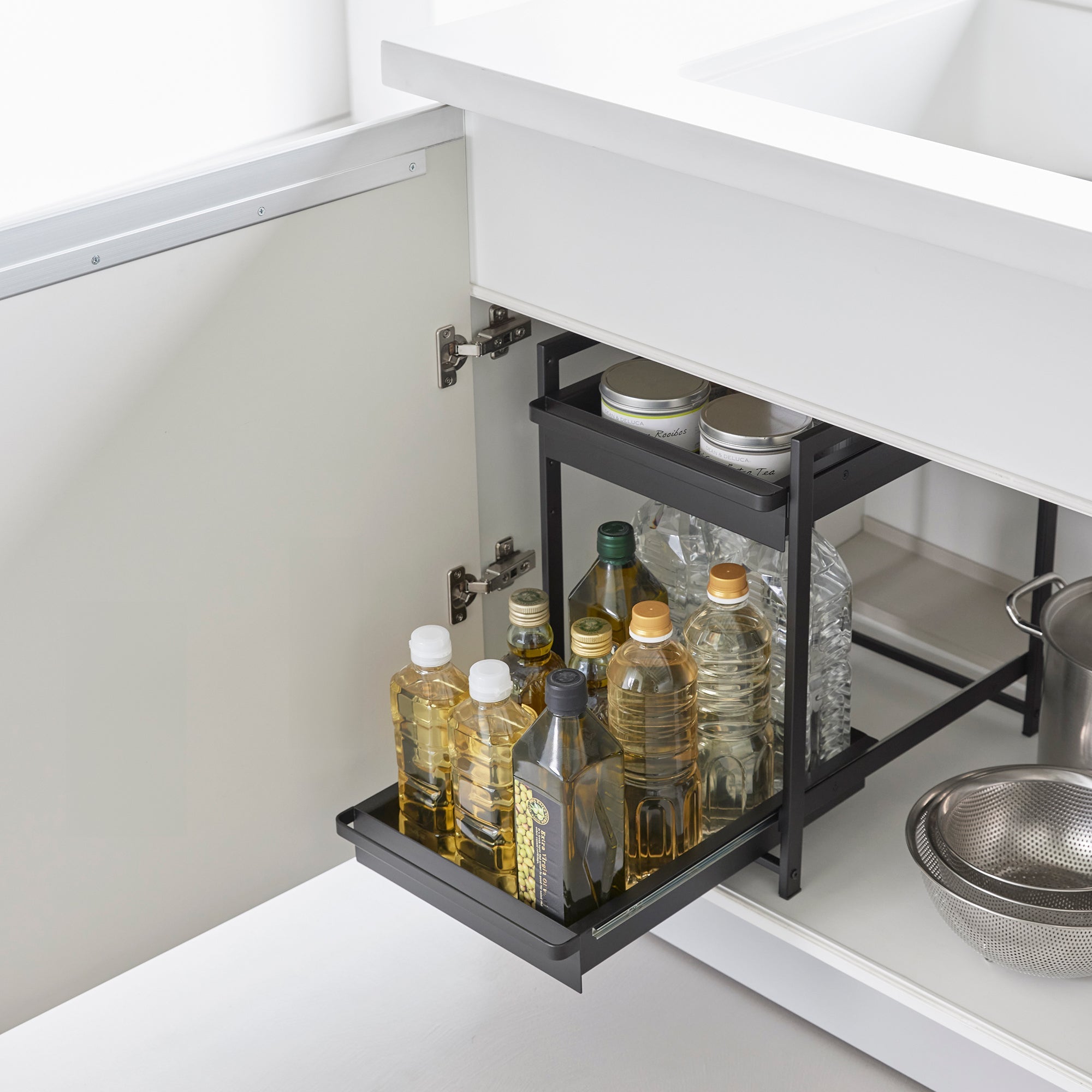 Yamazaki Home Two-Tier Pull-Out Shelf - Steel