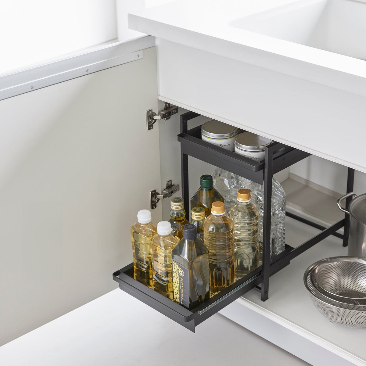Yamazaki Home Two-Tier Pull-Out Shelf - Steel