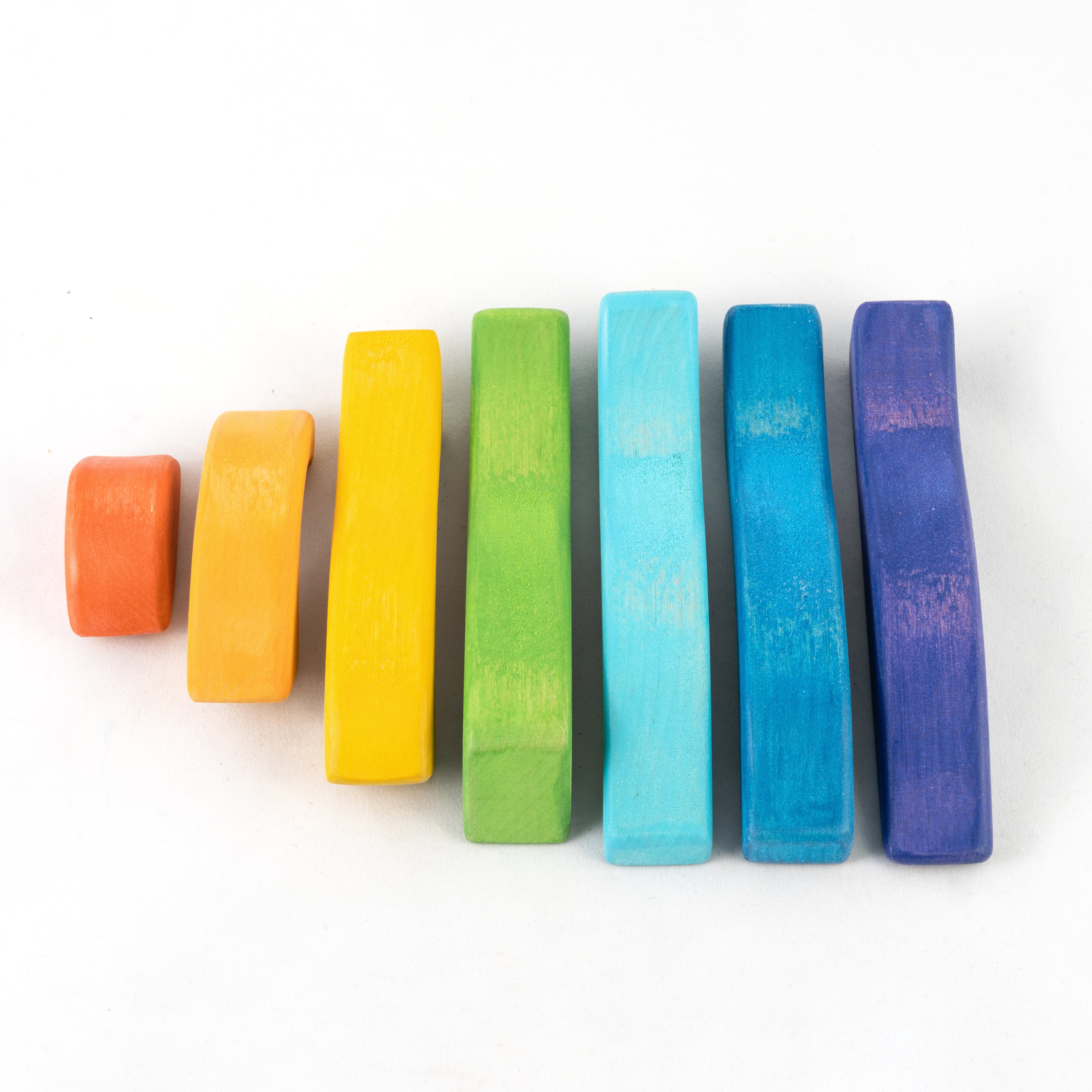 Set of colorful wooden blocks on a white background