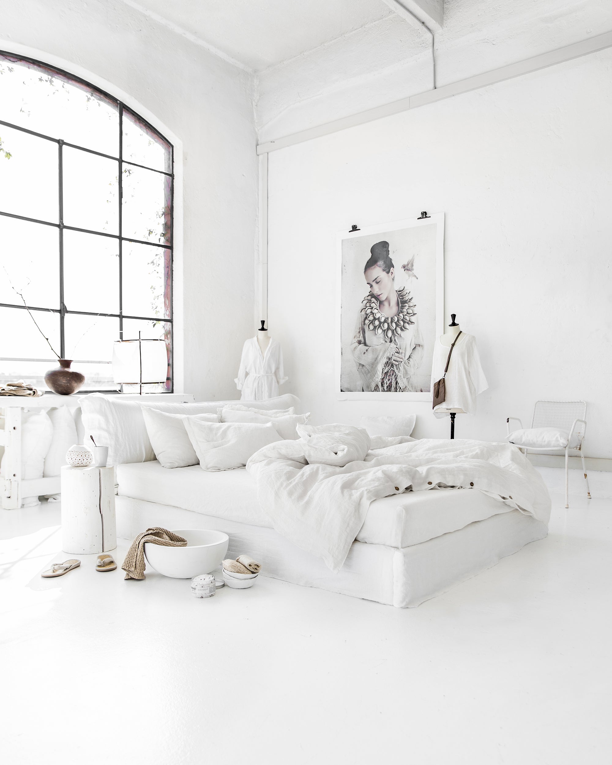MagicLinen White Linen Duvet Cover Set (3 Pcs)