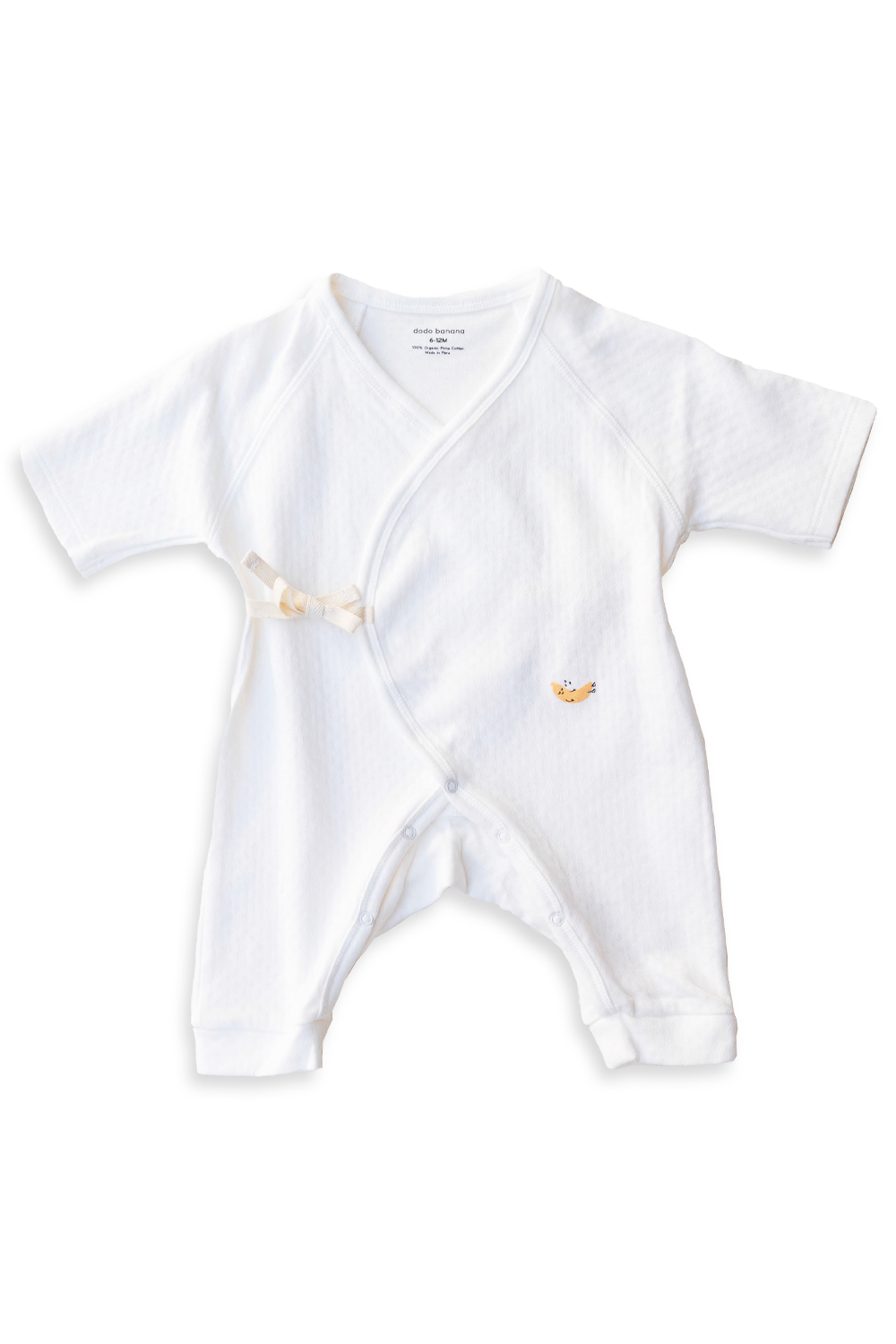 Dodo Banana White Pointelle Baby Kimono Onesie