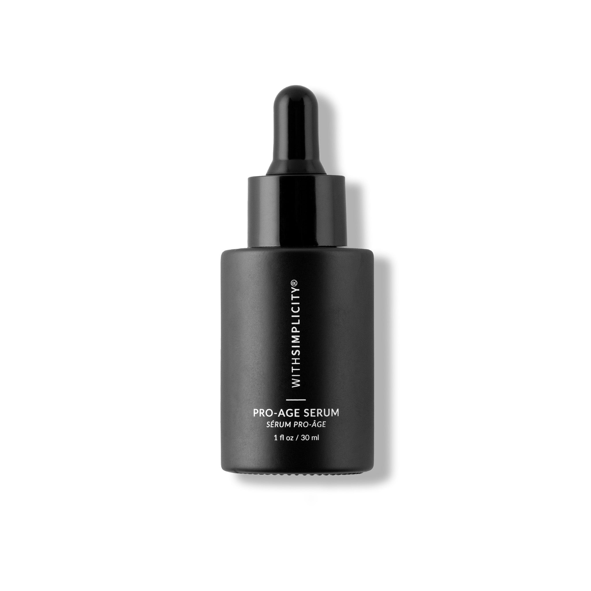 Black serum bottle with dropper on a white background