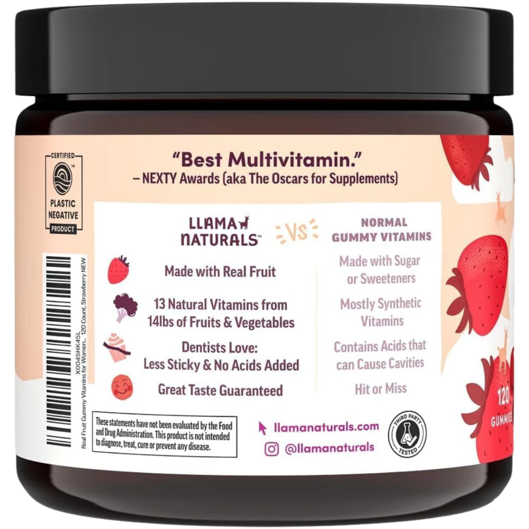Llama Naturals Womens Multivitamin Gummies, Strawberry (120 ct)