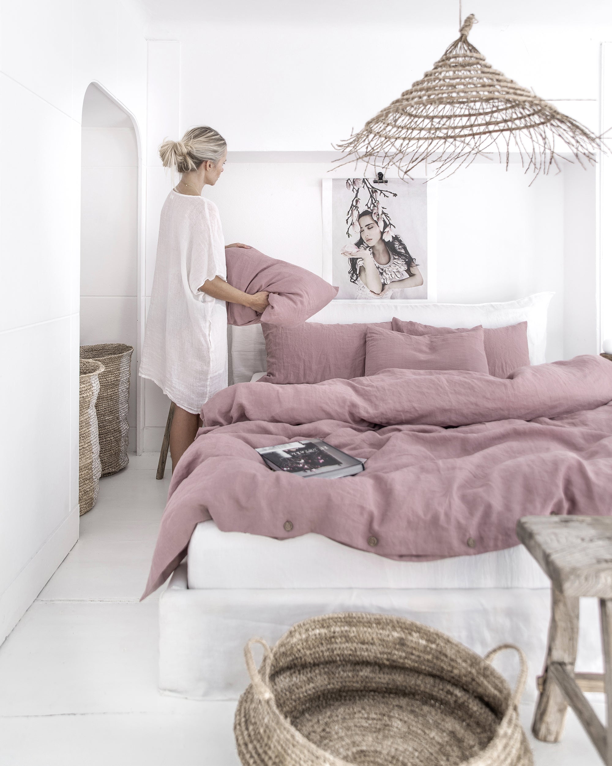 MagicLinen Woodrose Linen Duvet Cover Set (3 Pcs)