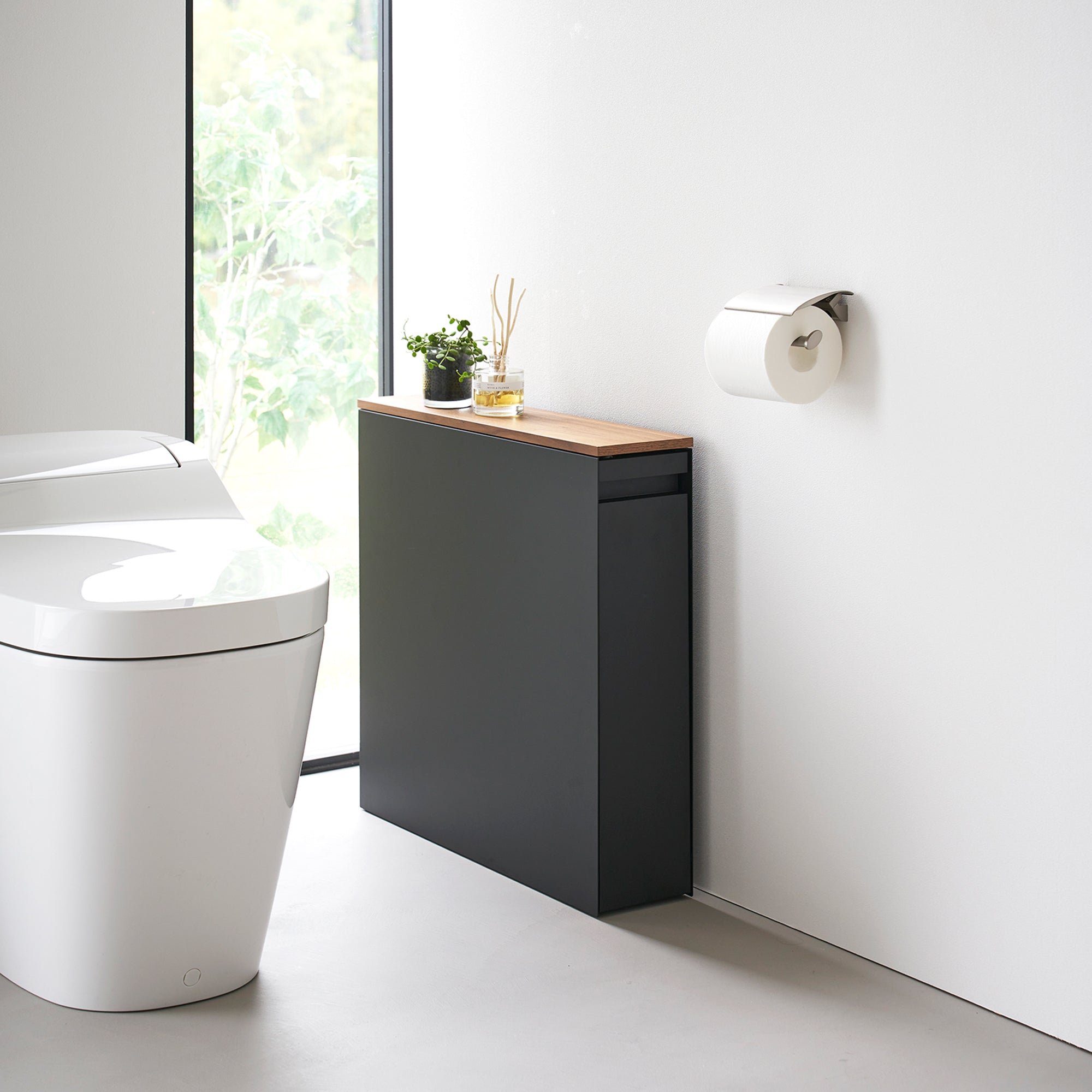 Yamazaki Home Pull-Out Bathroom Storage Cabinet - Steel + Wood
