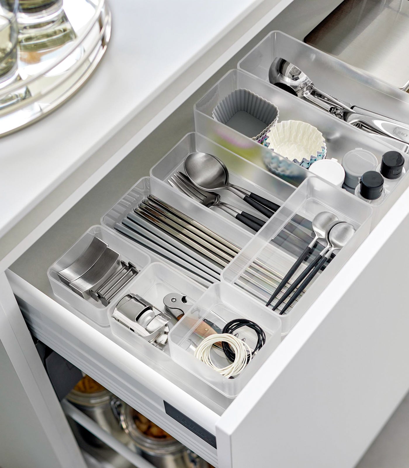 Yamazaki Home Stackable Clear Organizers [Set of 2] - Four Sizes