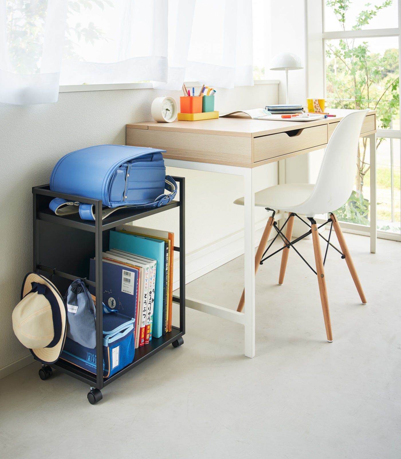 Yamazaki Home Two-Tier Hideaway Storage Cart (24" H)  - Steel