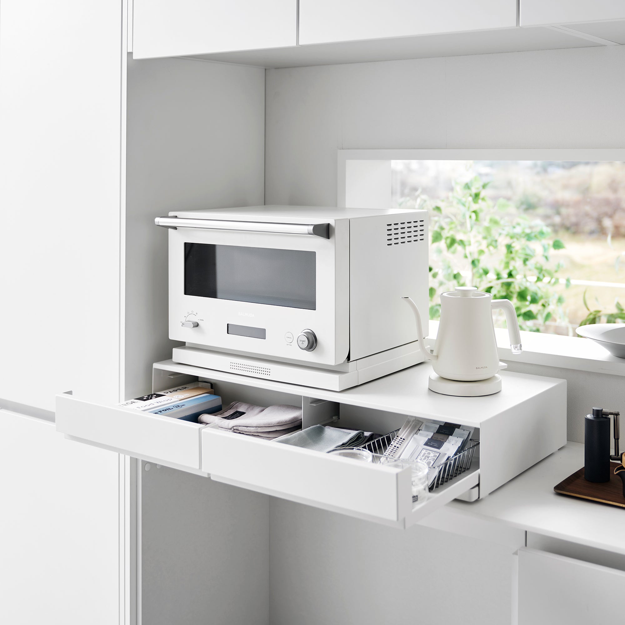 Yamazaki Home Countertop Drawer with Pull-Out Shelf - Wide - Steel