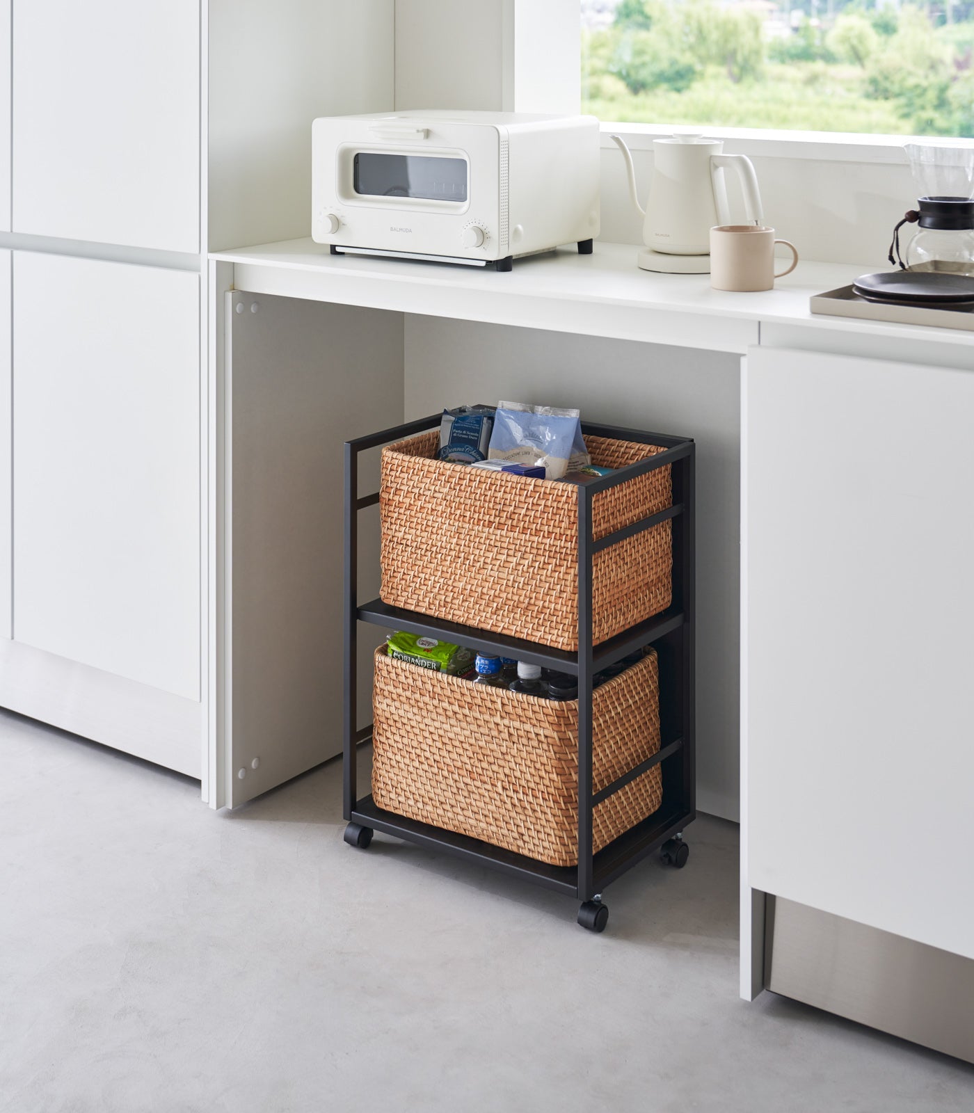 Yamazaki Home Two-Tier Hideaway Storage Cart (24" H)  - Steel