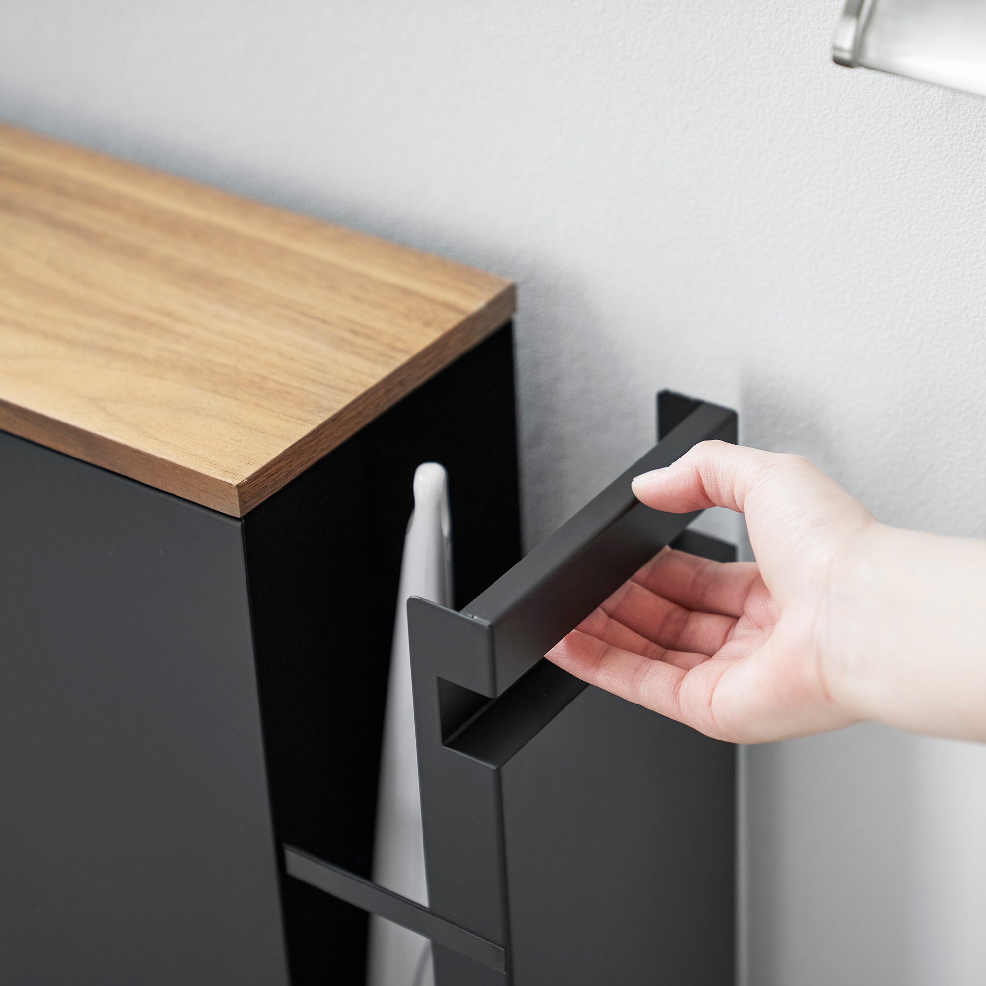 Yamazaki Home Pull-Out Bathroom Storage Cabinet - Steel + Wood