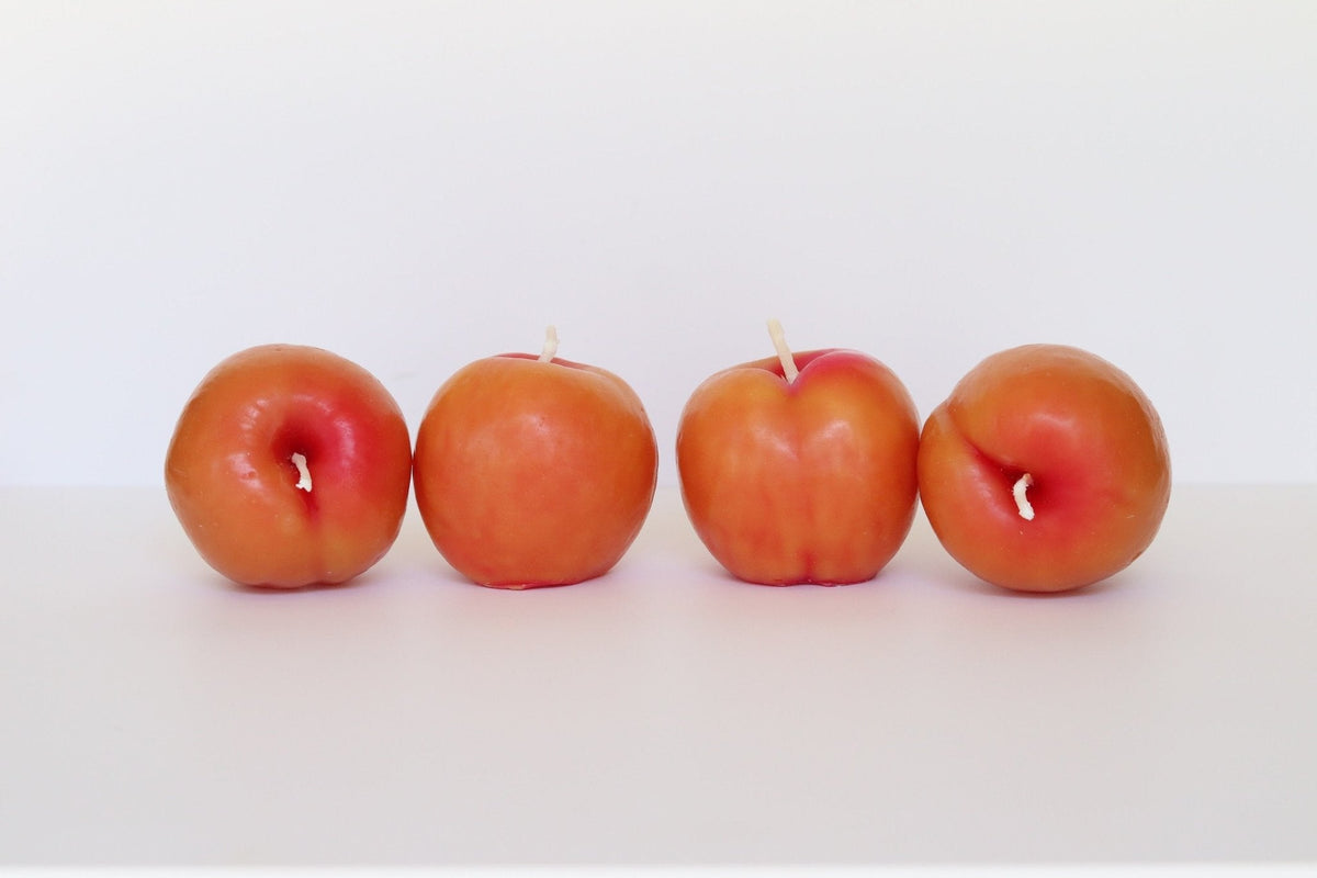 Happy Organics Beeswax Yellow Peaches Candles - Set Of 4