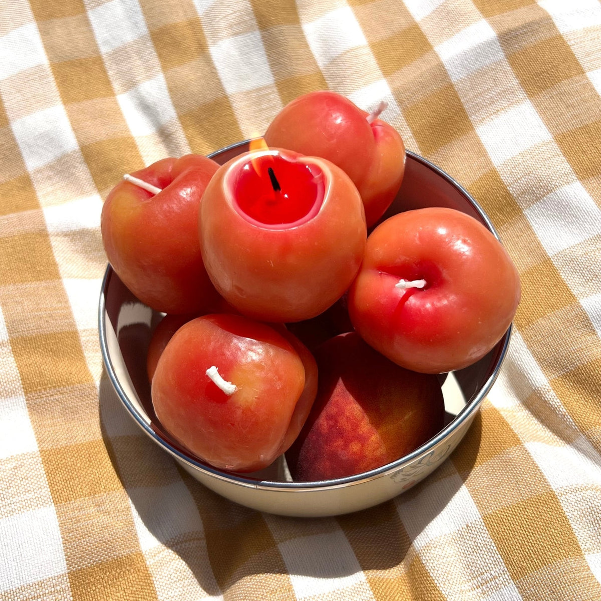 Happy Organics Beeswax Yellow Peaches Candles - Set Of 4