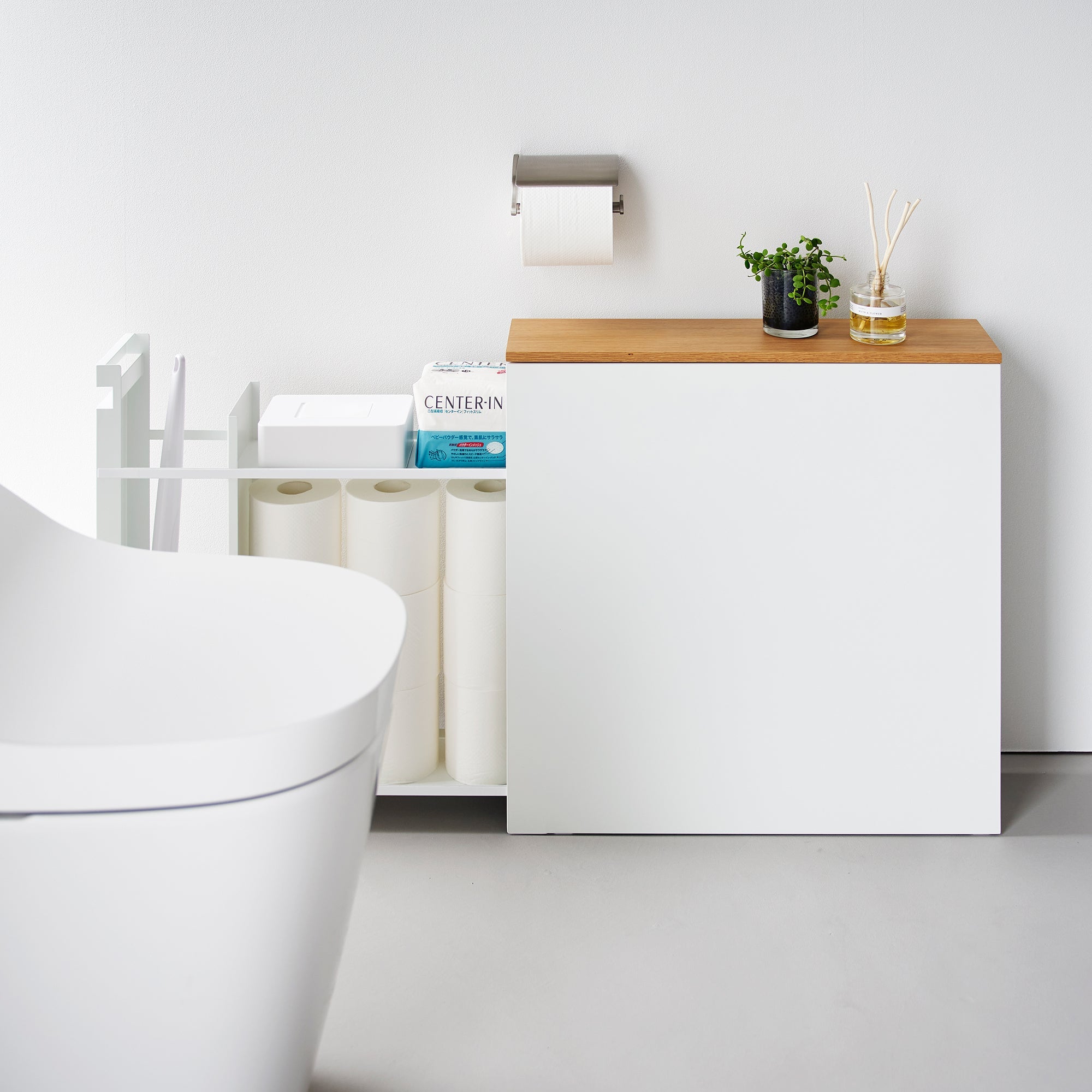 Yamazaki Home Pull-Out Bathroom Storage Cabinet - Steel + Wood