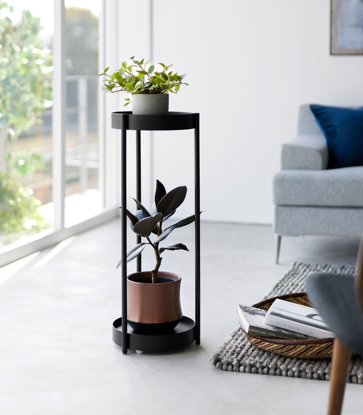 Yamazaki Home Two-Tier Rolling Plant Stand (28