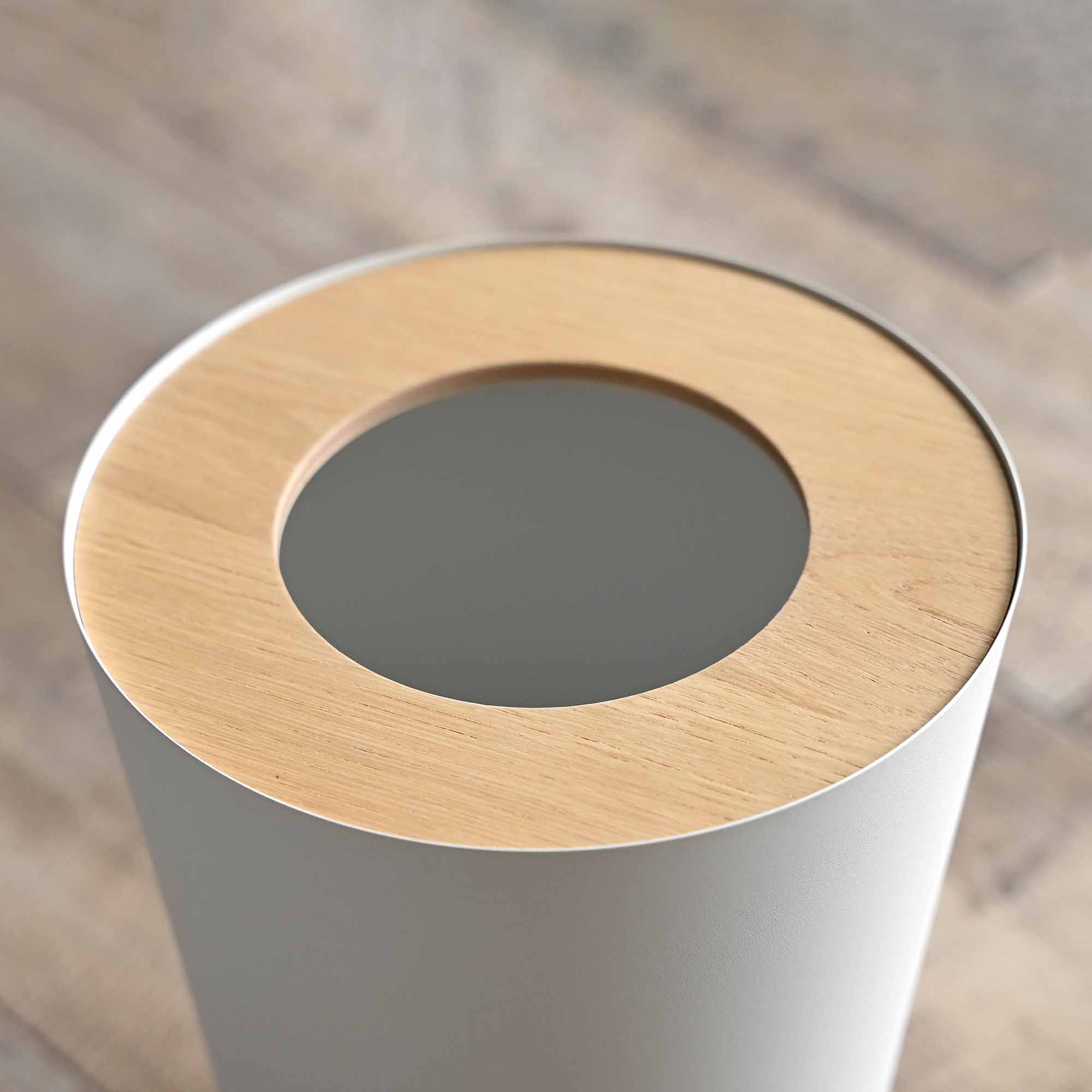 Yamazaki Home Trash Can - Round - Steel + Wood