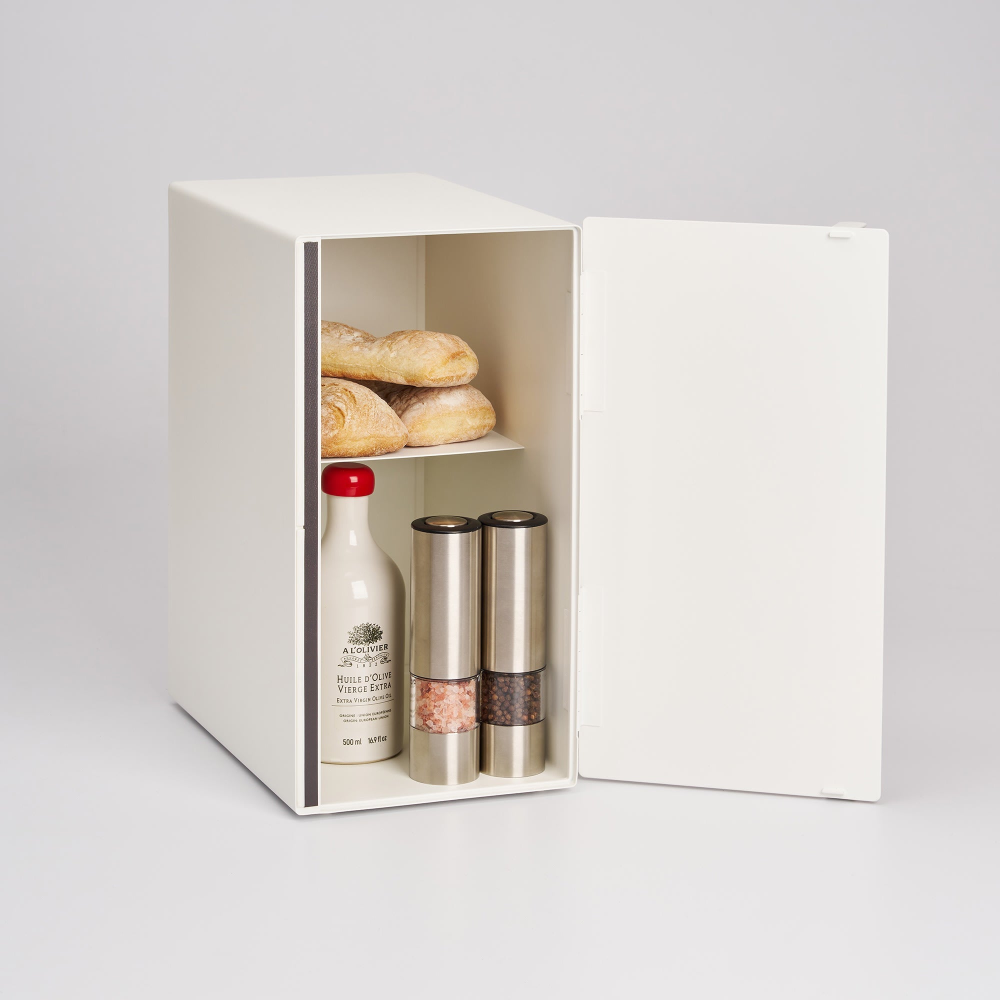 Yamazaki Home Bread Box - Vertical - Steel + Wood