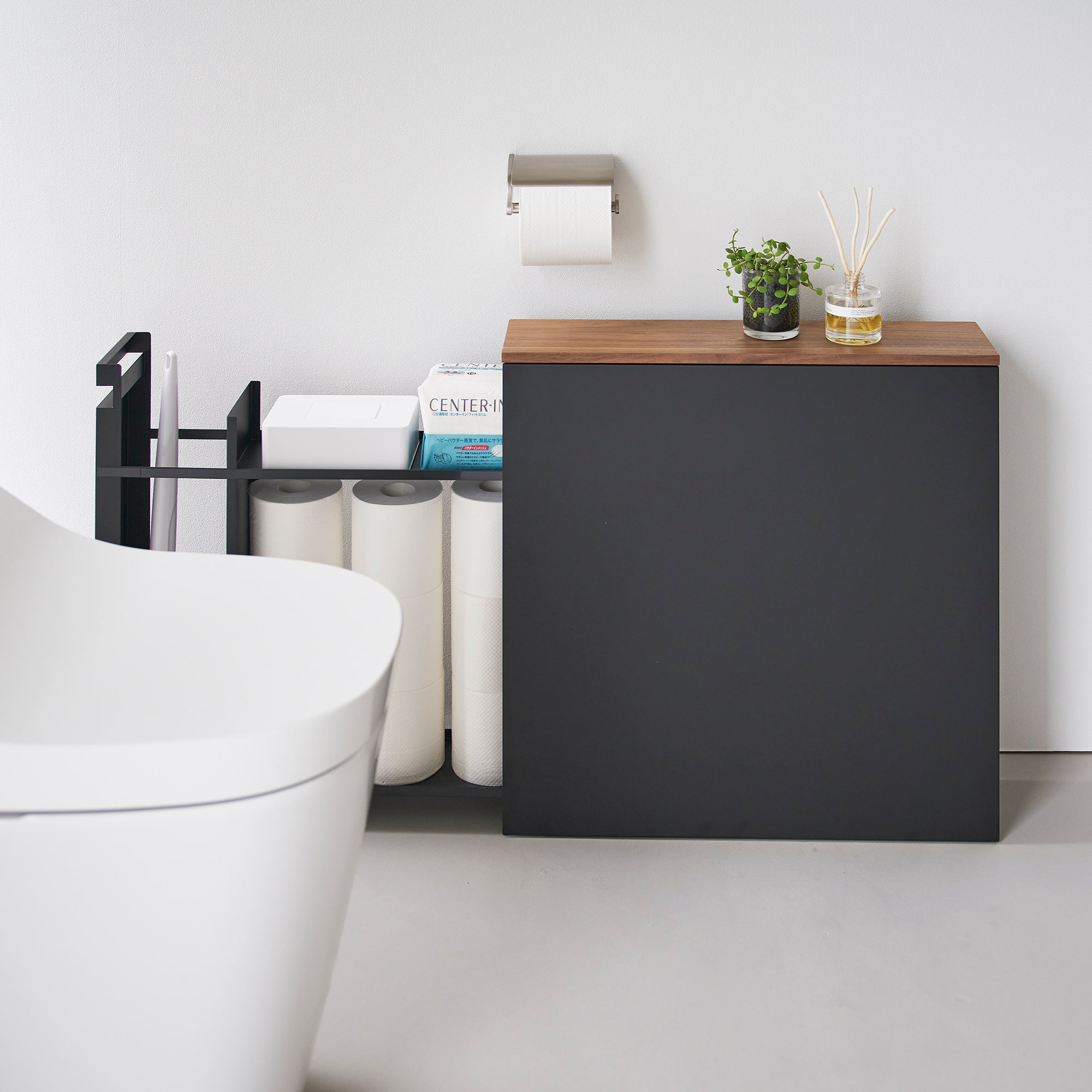 Yamazaki Home Pull-Out Bathroom Storage Cabinet - Steel + Wood