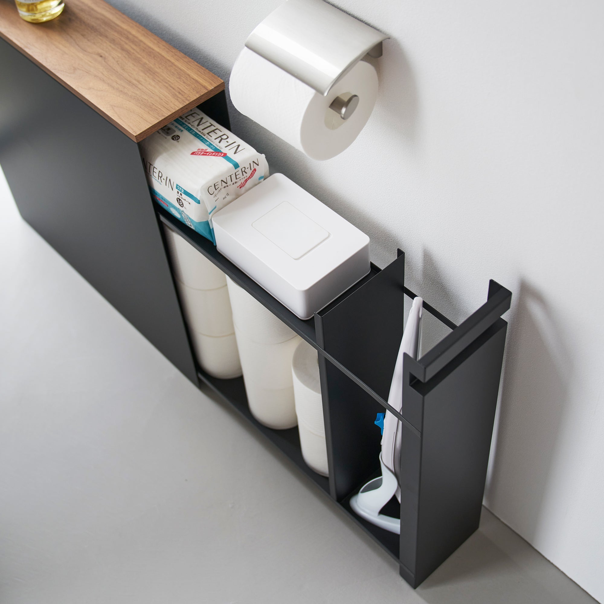 Yamazaki Home Pull-Out Bathroom Storage Cabinet - Steel + Wood