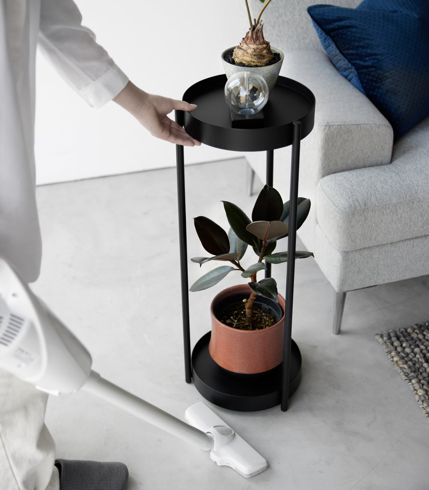 Yamazaki Home Two-Tier Rolling Plant Stand (28" H)  - Steel