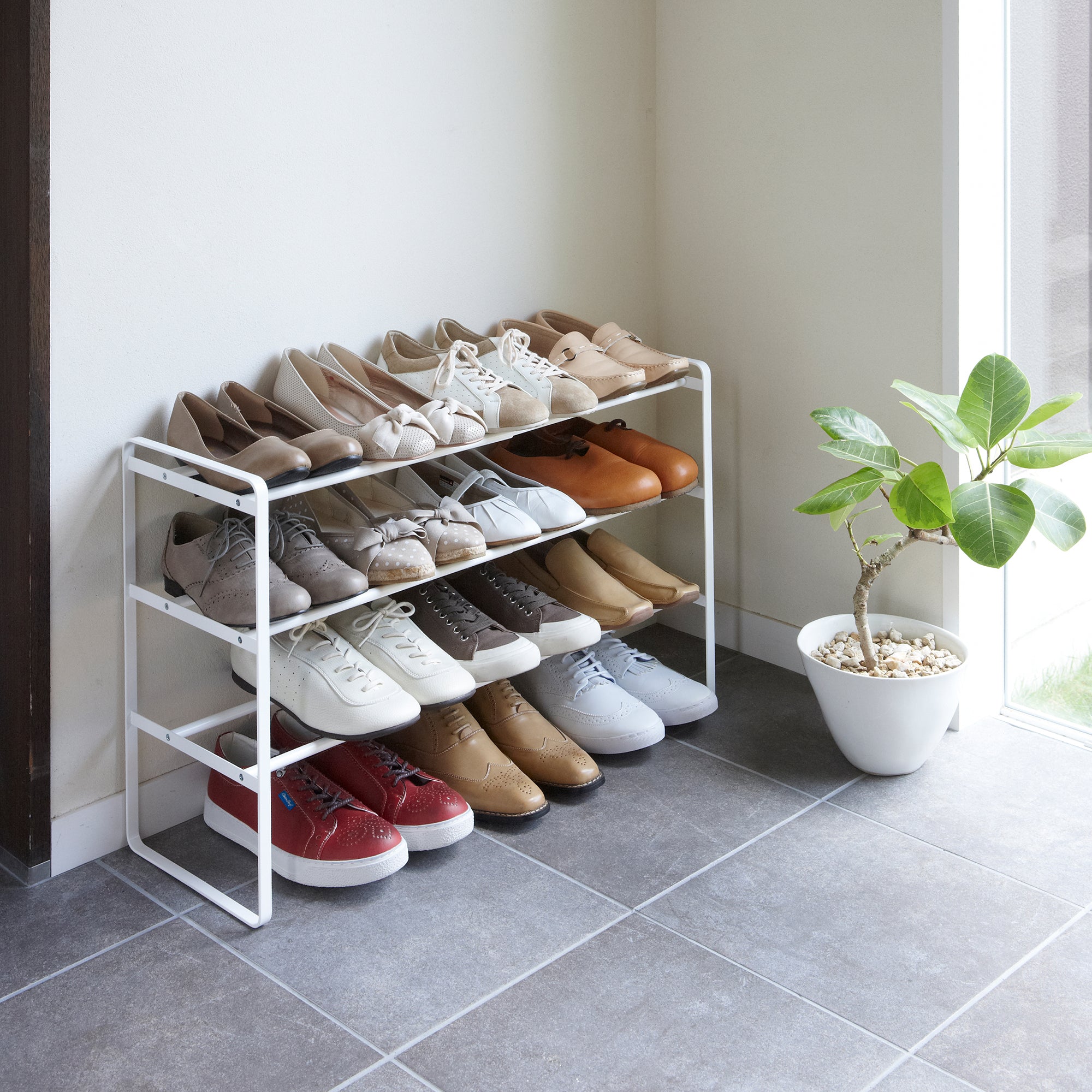 Yamazaki Home Three-Tier Expandable Shoe Rack (18