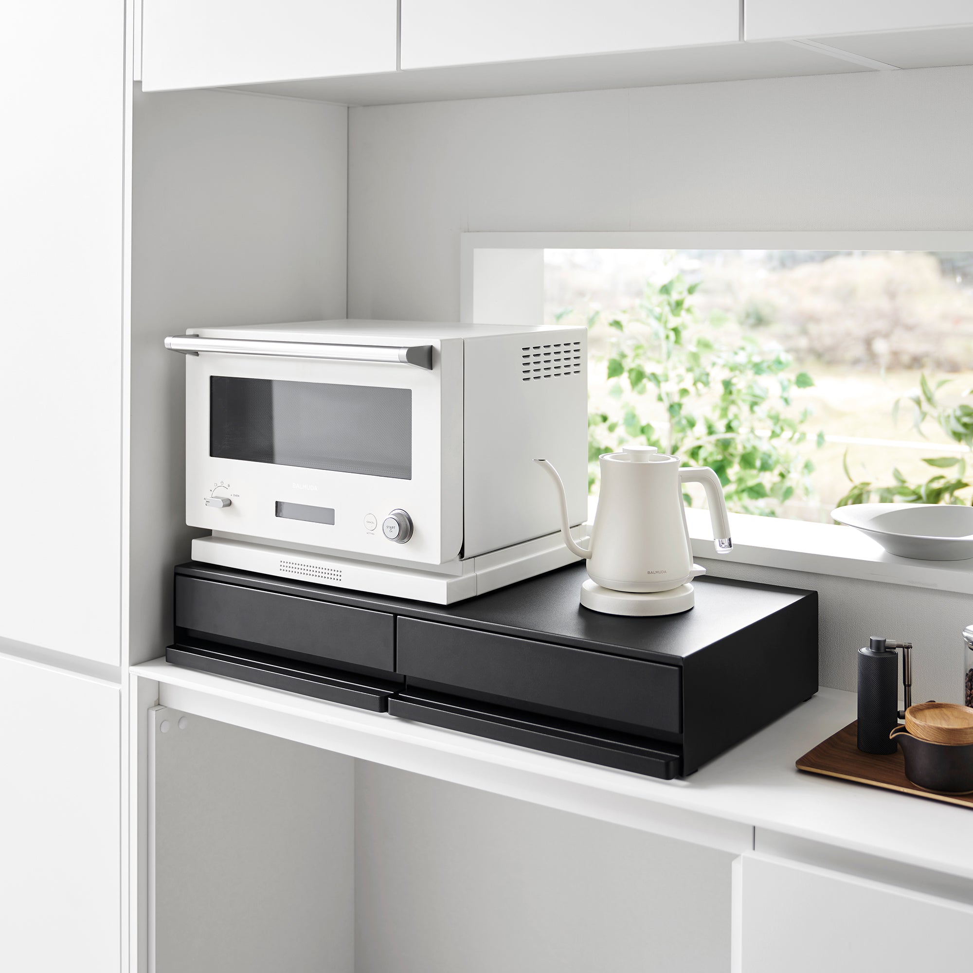Yamazaki Home Countertop Drawer with Pull-Out Shelf - Wide - Steel