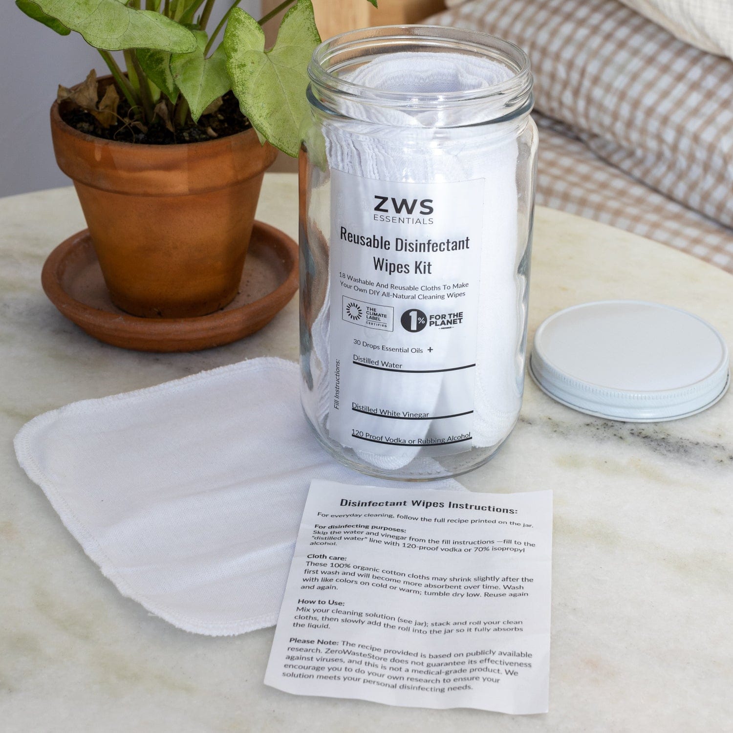 ZeroWasteStore Reusable Disinfectant Wipes - DIY Kit