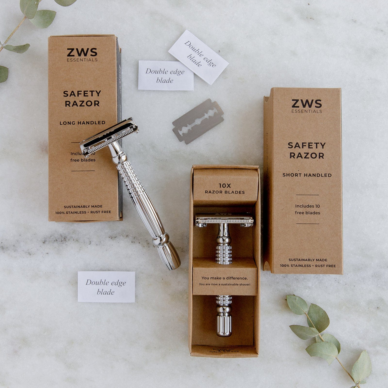 Zero Waste Store Zero Waste Safety Razor - Sustainable Razor - Single Blade, 10 Free Blades
