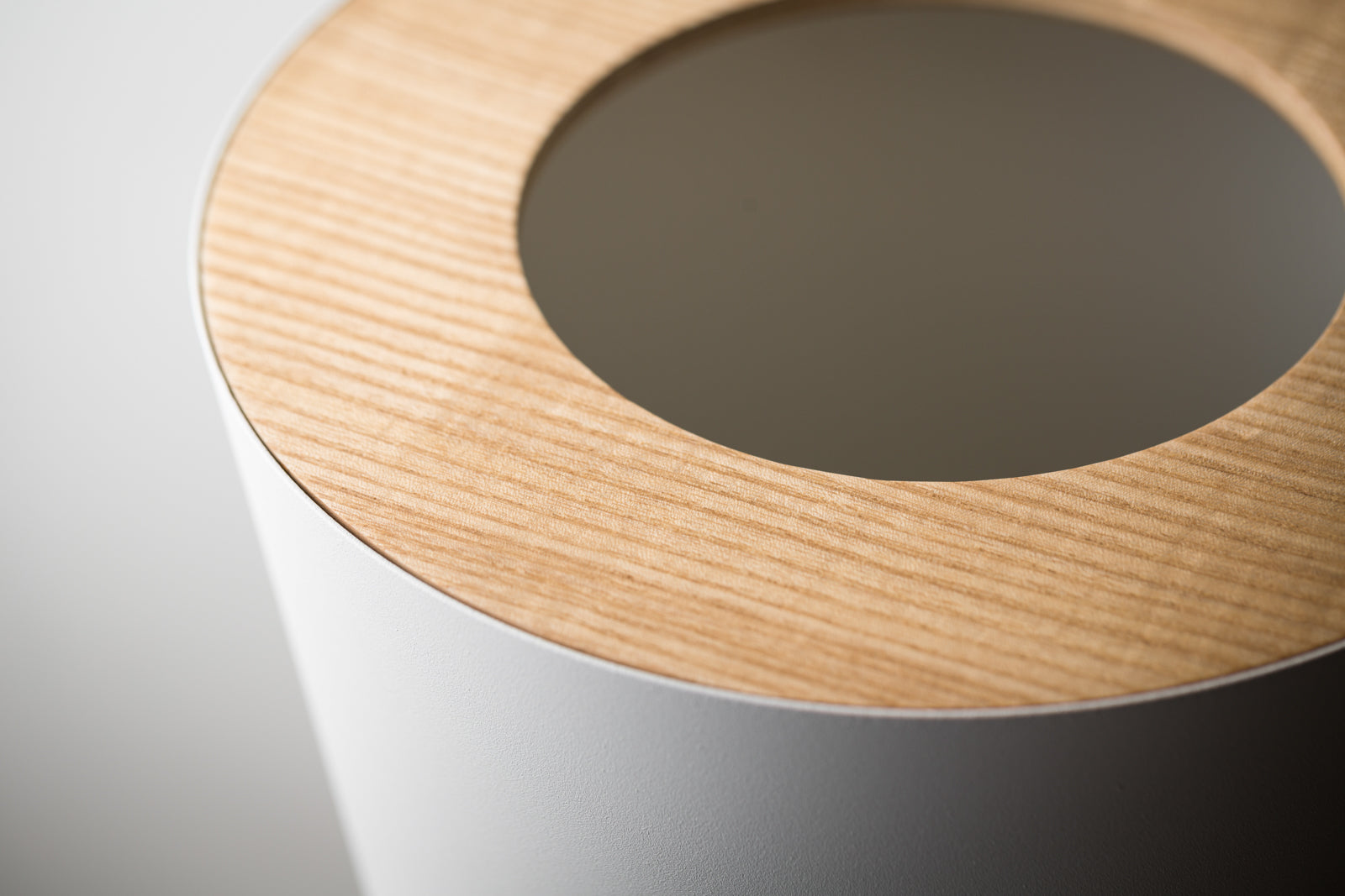Yamazaki Home Trash Can - Round - Steel + Wood