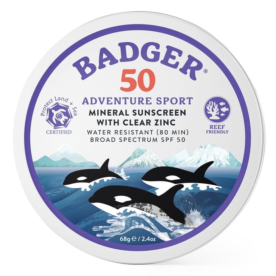 Badger Adventure Sport Organic Mineral Sunscreen Tin – SPF 50