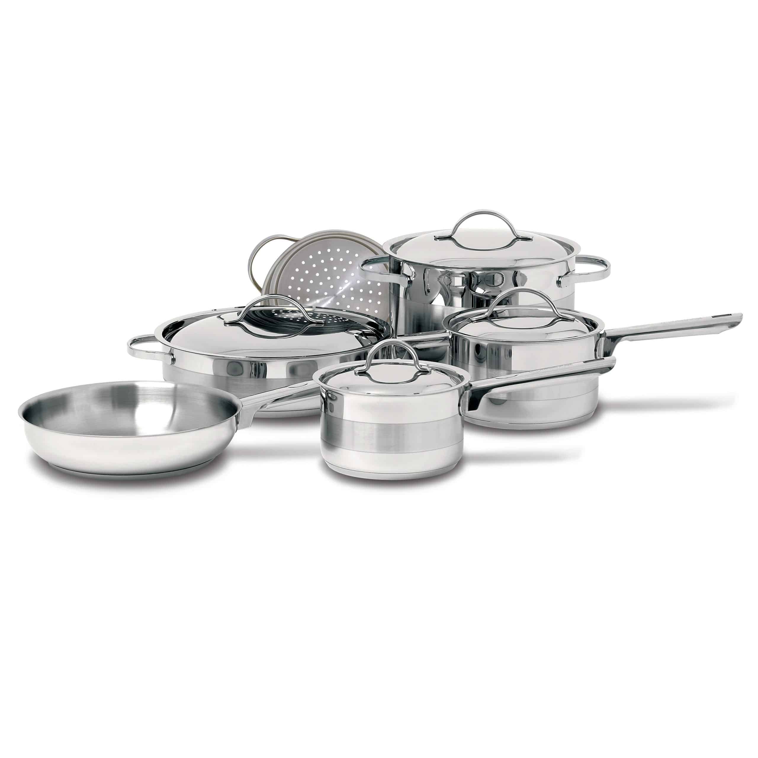 12 Piece Stainless Steel 18/10 Pots & Pans Cooking Set Nuwave Induction blk 