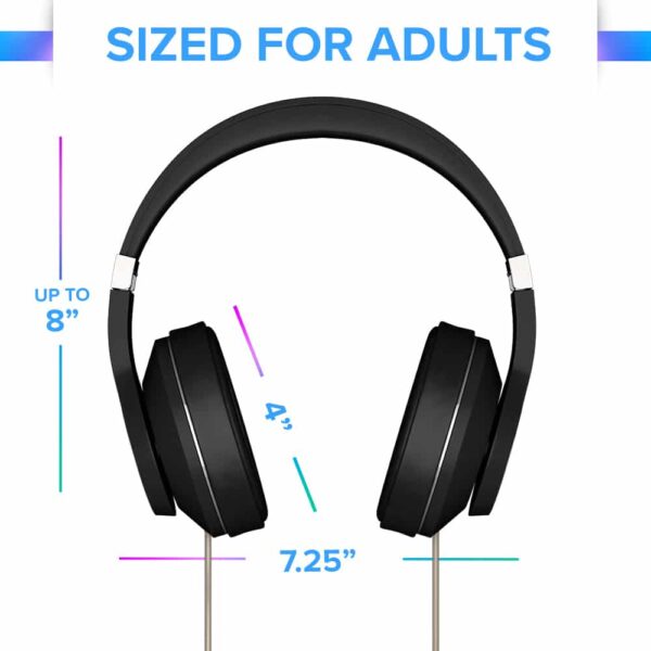 Size Chart for DefenderShield EMF Radiation-Free Air Tube Over-Ear Headphones from Gimme the Good Stuff