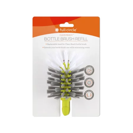 Image of green Full Circle Clean Reach Bottle Brush Replacement Head in white packaging.