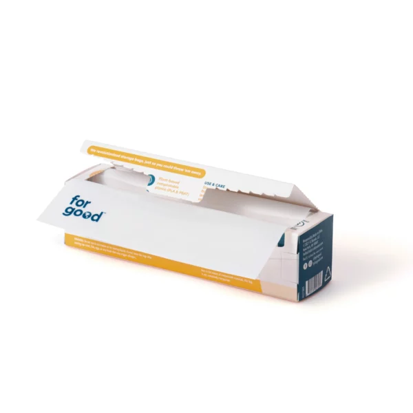 An open box of Full Circle Compostable Snack Bags with Zipper on a white background.