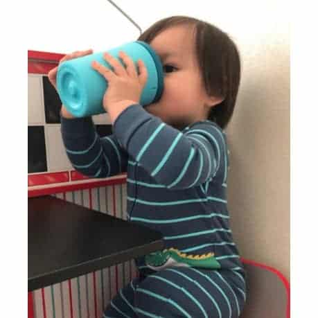GoSili OH! 360 Sippy Cup 12oz. drinking from gimme the good stuff