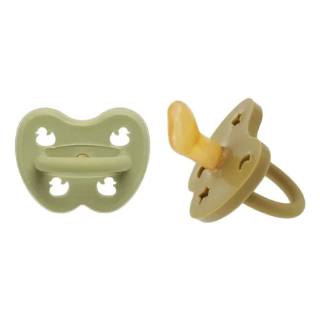 Hevea Natural Rubber Pacifiers Hunter Green and Olive from Gimme the Good Stuff